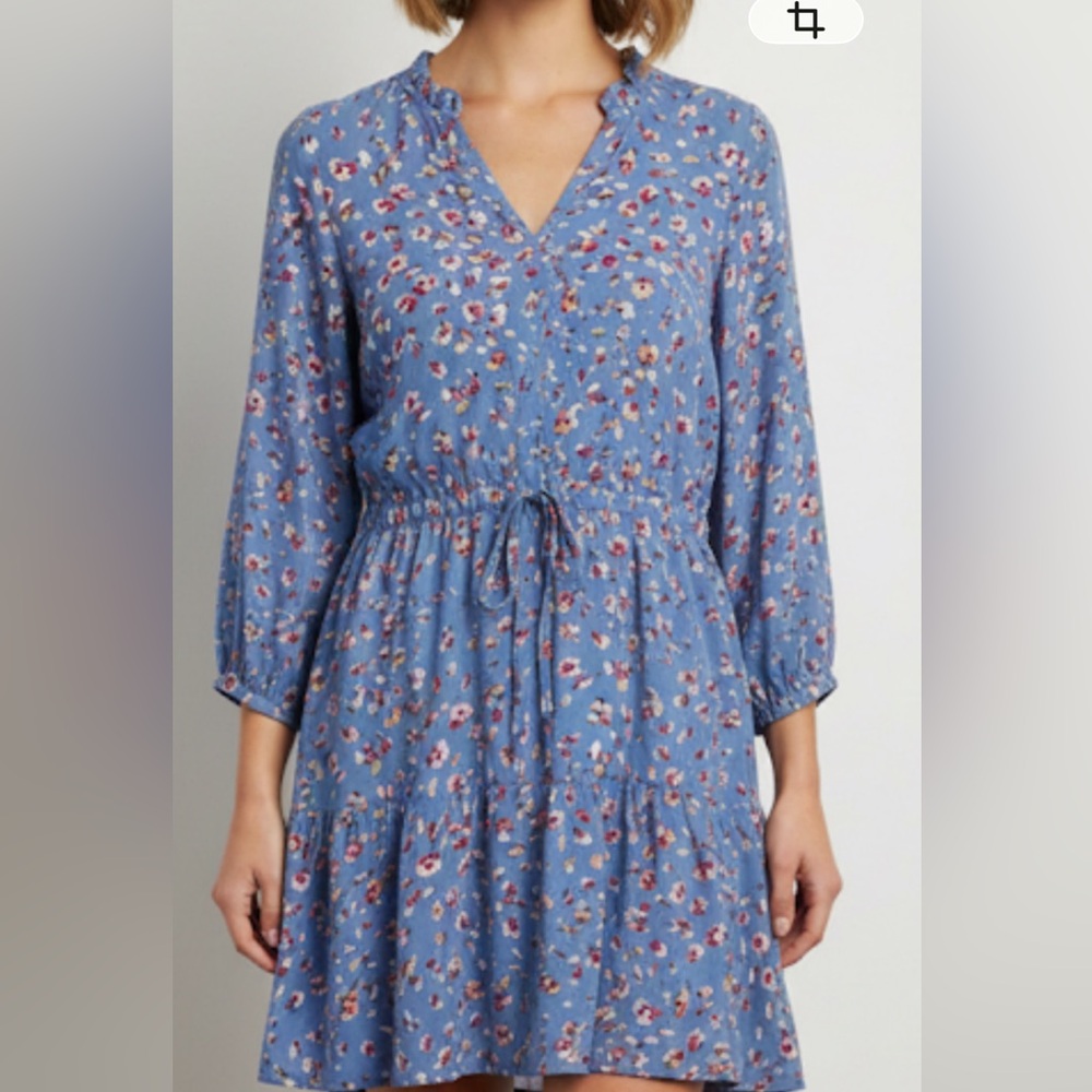 Robert Louis Blue Floral Dress with Red and White Accents